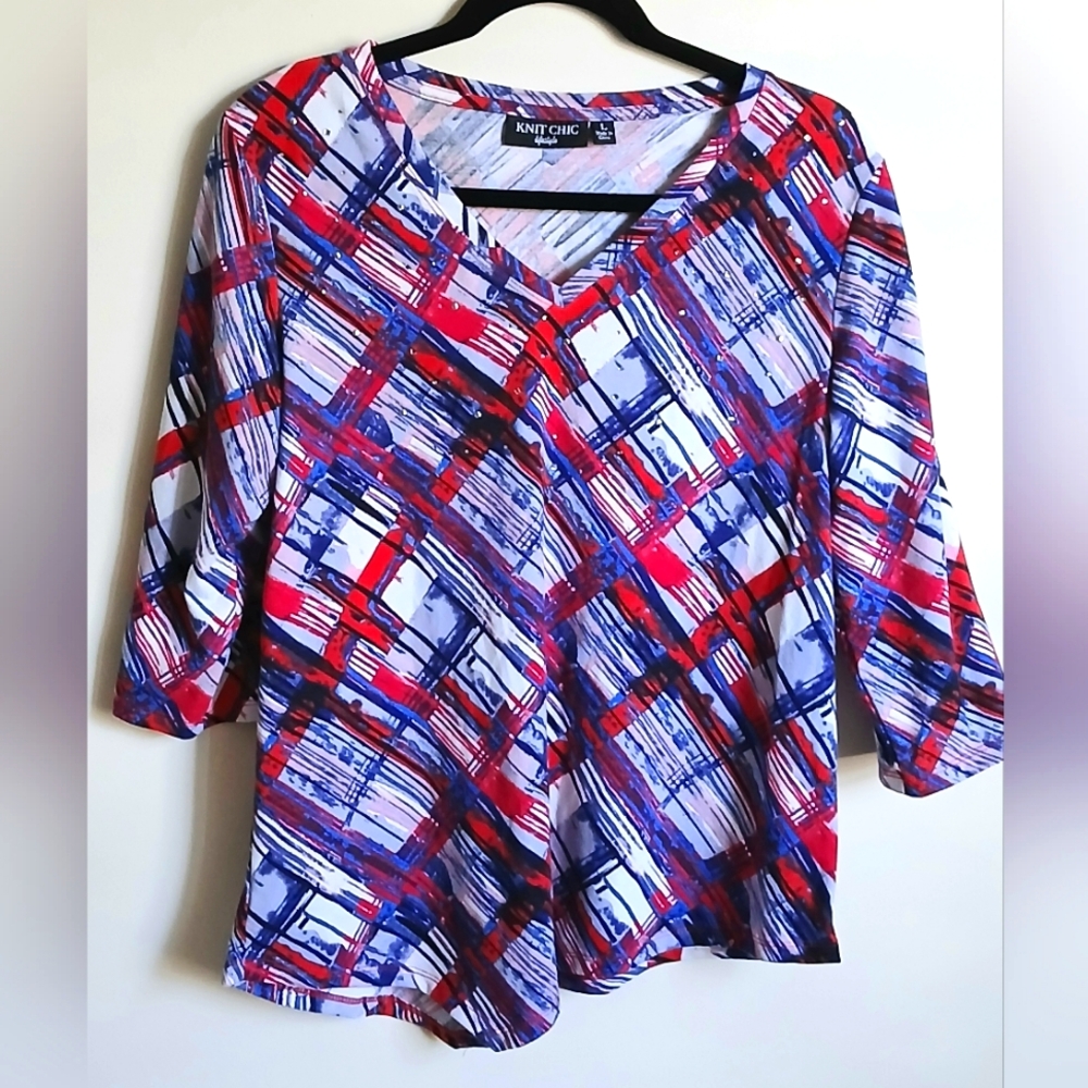 KNIT CHIC Elbow Sleeve Tshirt Large